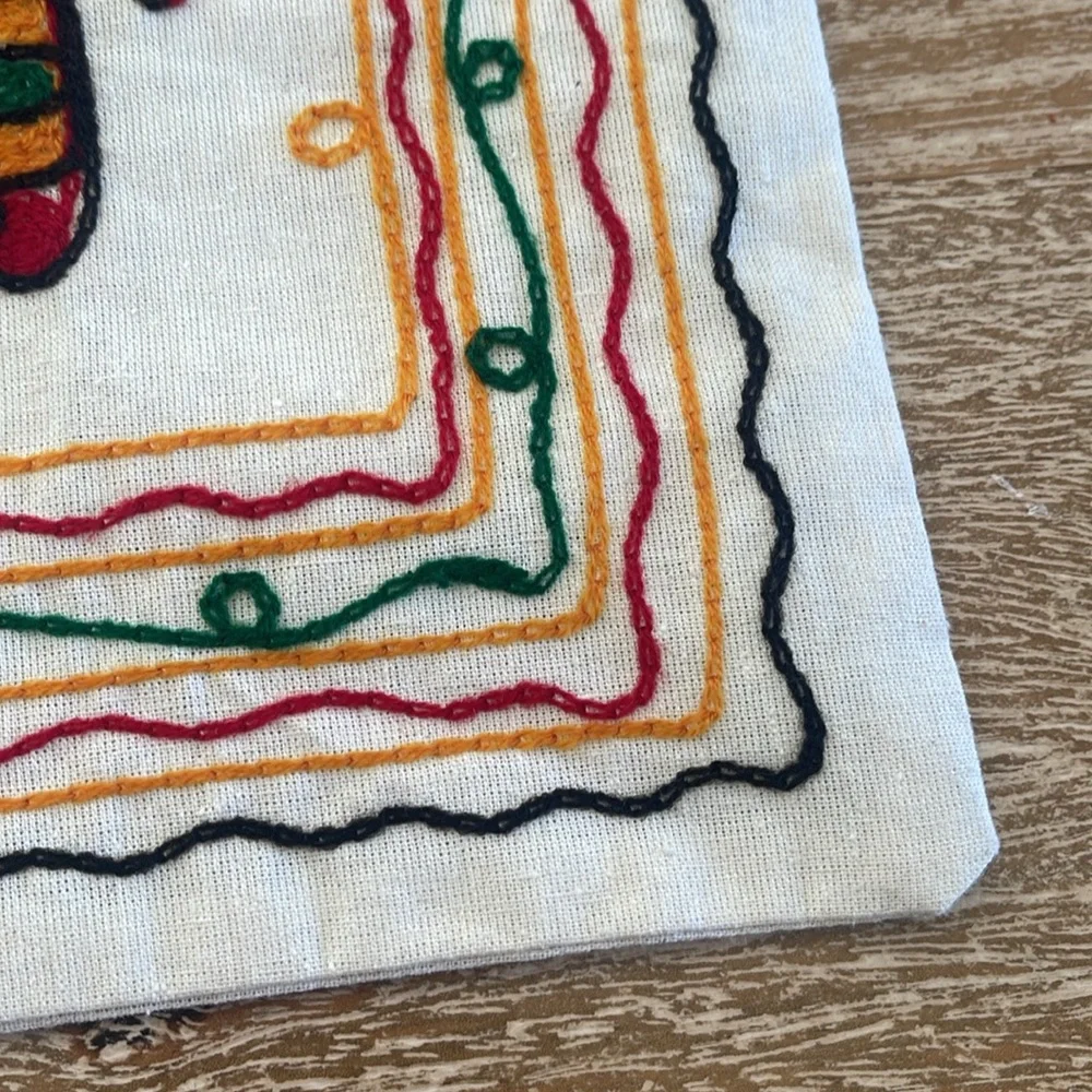 Colorful Elephant Embroidered Pillow Cover/ India made